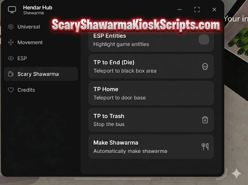 Hendar Hub Script Scary Shawarma Kiosk